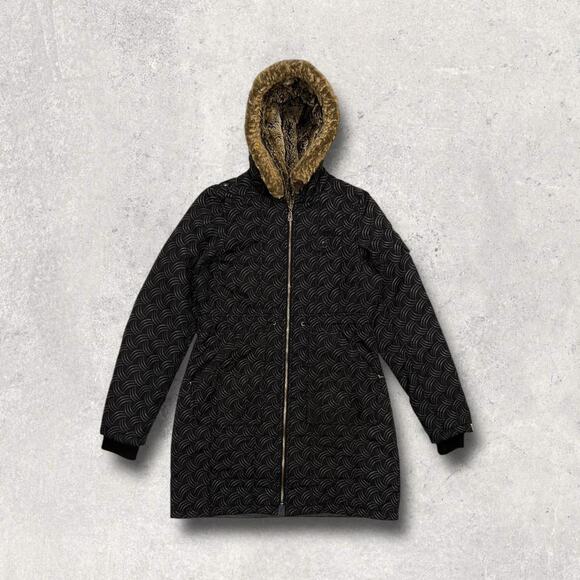 ★ Billabong Black Quilted Hooded Parka Jacket / Coat with Faux Fur Trim ★ - Picture 7 of 7
